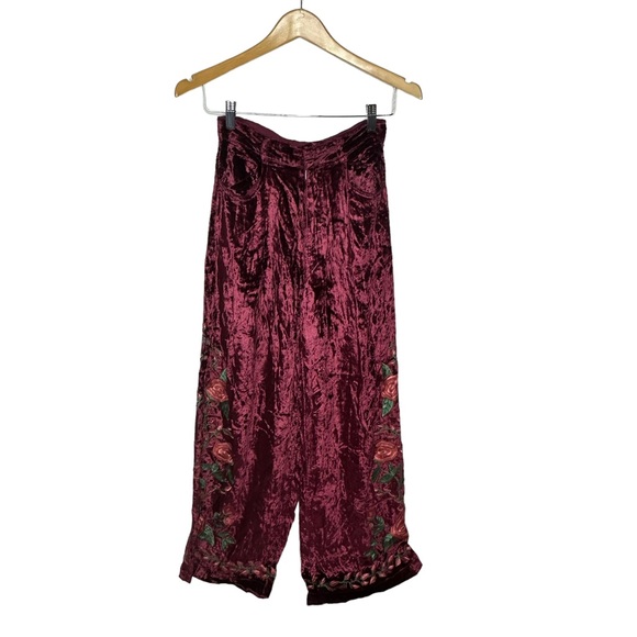 FINAL Last DAY NWT Anna Sui x FP Rose Garden Velvet Rose Embroidered Pants 0 - Picture 4 of 16